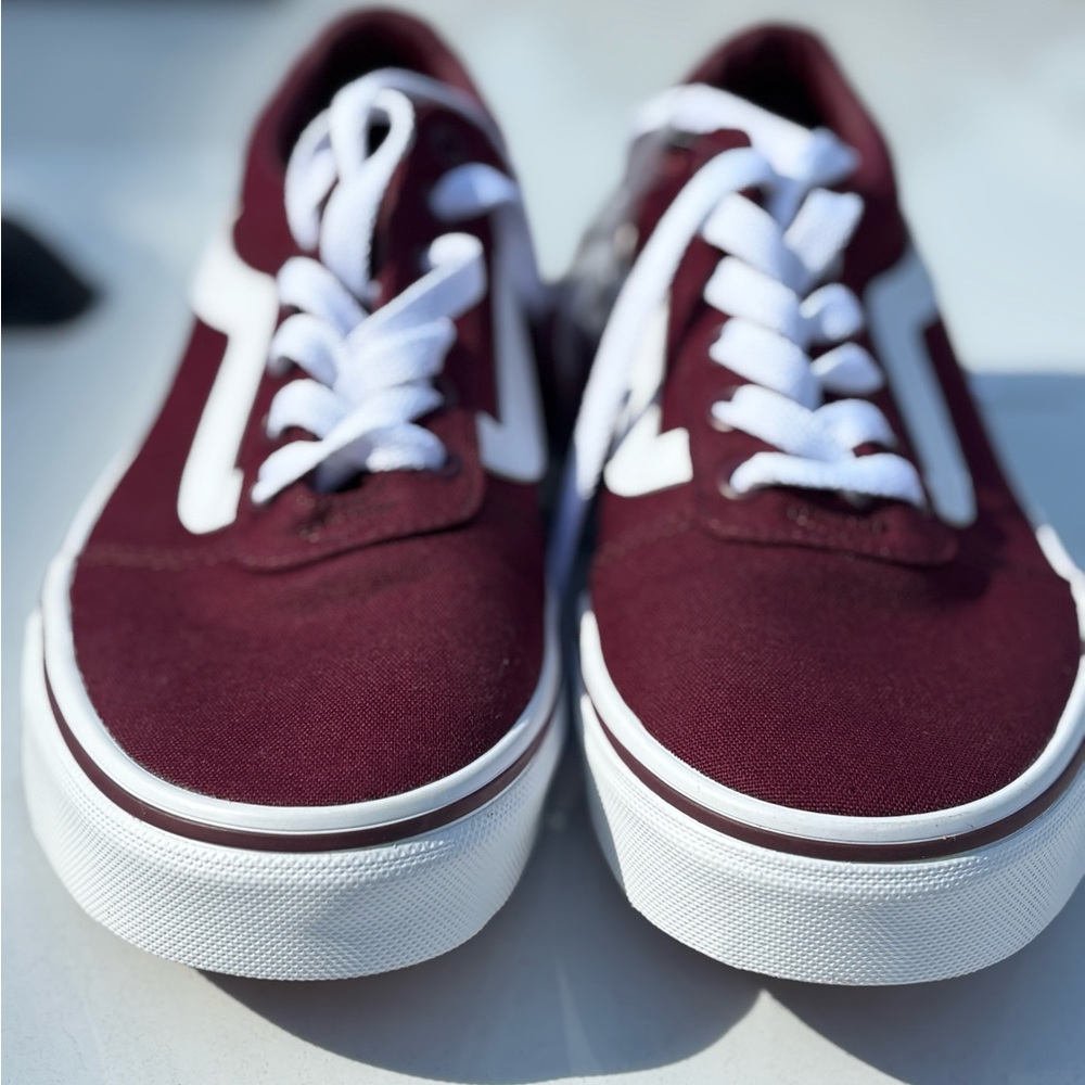 Vans Burgundy and White Women's Shoes